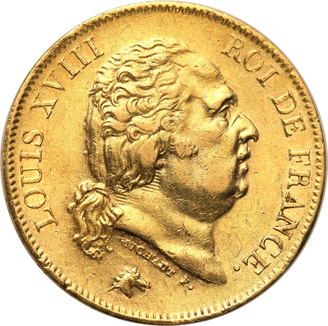Francja. Ludwik XVIII 40 franków 1818 W - Lille